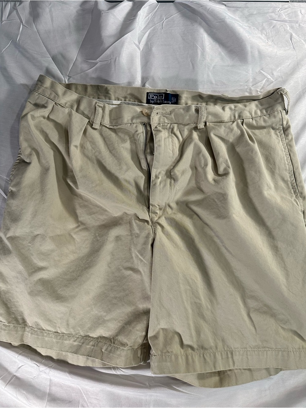 Polo by Ralph Lauren Men's Khaki Pleated Cotton Shorts